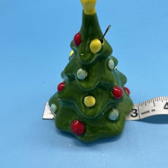 Vintage Norcrest Christmas Tree Bell Ornament  4” Ceramic Crafted In Japan - Picture 5 of 7